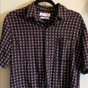 Patterned Black Button Shirt from Urban Outfitters